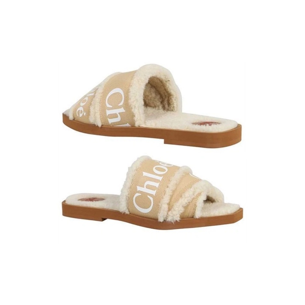 Chloe woody strap shearling slide